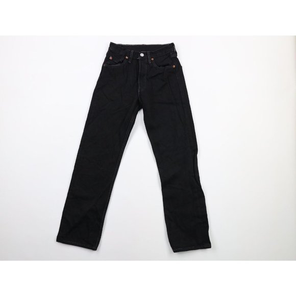 Vintage 90s Levis 501xx 24x28 Distressed Button Fly Original Fit Jeans Black